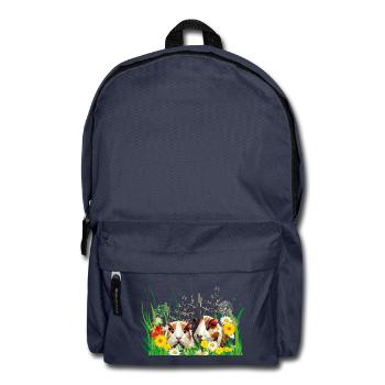 Zwei Meerschweinchen im Blumenwiesenzauber - Rucksack - Navy - Vorne