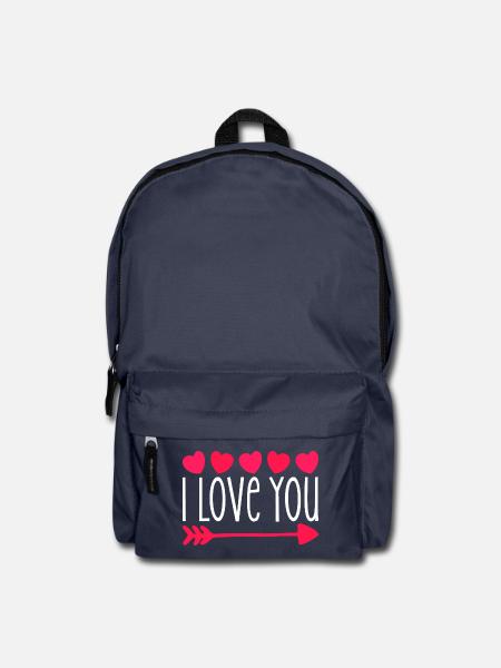 Romantisches Herz mit Pfeil und Liebesbotschaft - Rucksack - Navy