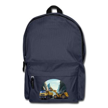 Bagger mit LKW im Steinbruch - Rucksack - Navy - Vorne