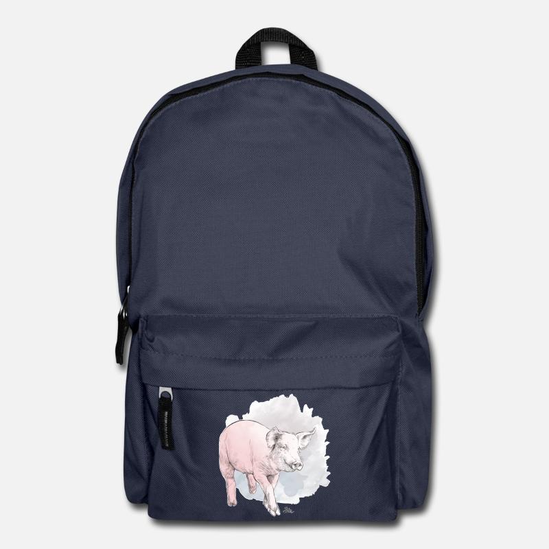 Niedliches Schwein vor buntem Klecks - Rucksack - Navy