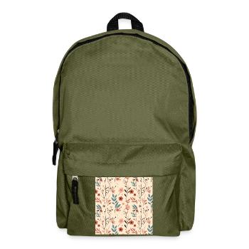 Floral Blumen Muster Frühlings Sommer Blumen 2 - Rucksack - Olivgrün - Vorne