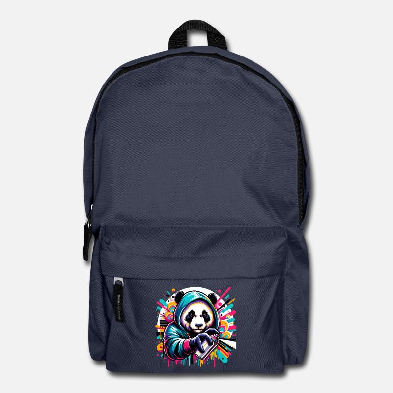 funny panda bear with graffiti and spray can - Backpack - navy