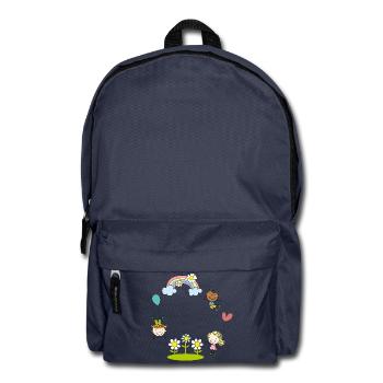 Kinder der Erde mit Regenbogen Blumen Luftballon - Rucksack - Navy - Vorne