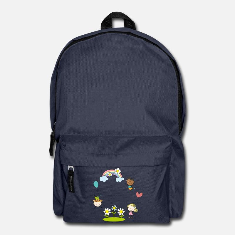 Kinder der Erde mit Regenbogen Blumen Luftballon - Rucksack - Navy