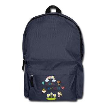 Dankesspruch Kita | Kinder - Regenbogen - Blumen  - Rucksack - Navy - Vorne