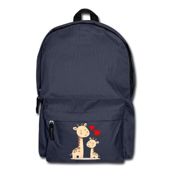 Baby Giraffe mit Mami Giraffe - Rucksack - Navy - Vorne
