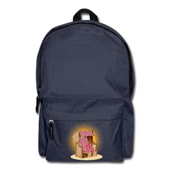 Nostalgisches Strandkorb Motiv in Rot-Weiß - Rucksack - Navy - Vorne