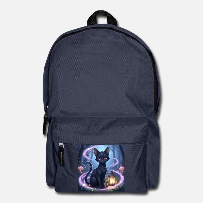 Chat noir magique avec lanterne - Sac à dos - bleu marine