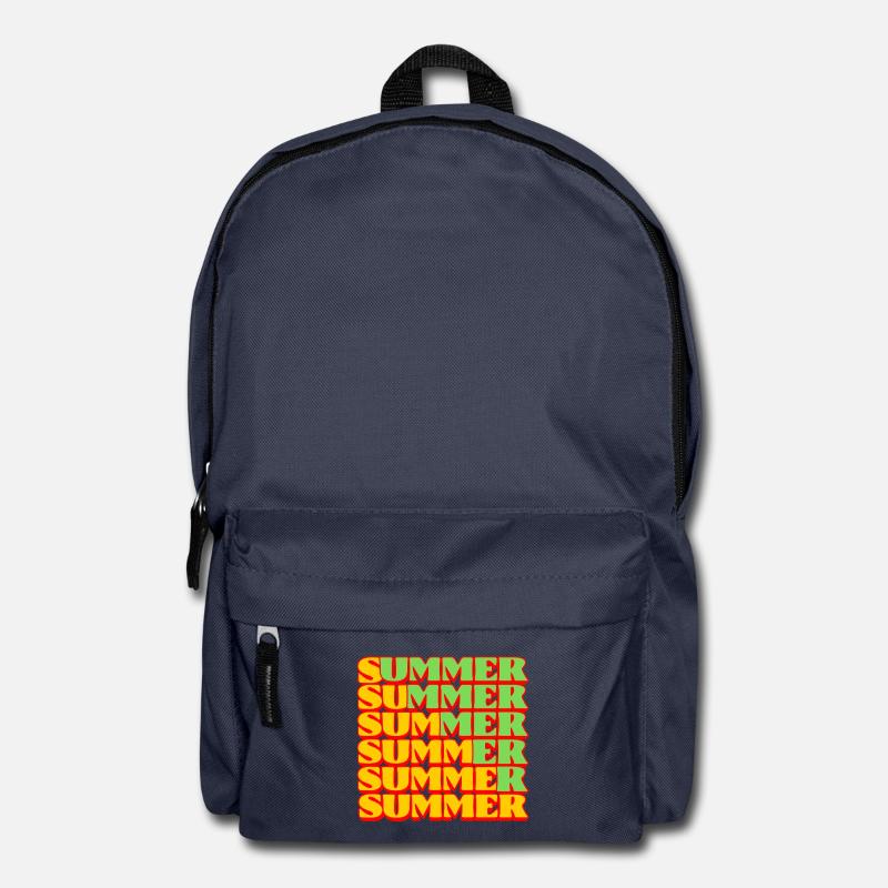 Groovy Summer Repeated Retro Typography - Backpack - navy