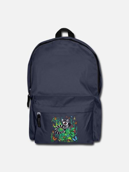 Katta Lemur im Dschungel Grafik Design - Rucksack - Navy