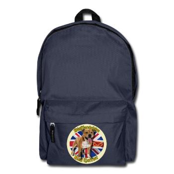 Red Staffie on English Flag Background - 014 - Backpack - navy - Front