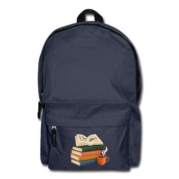 Bücherstapel Morgenkaffee - Rucksack - Navy - Vorne