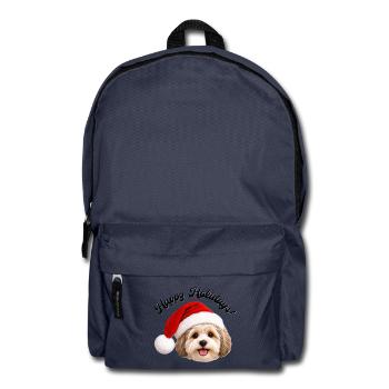 Hund mit Weihnachtsmannmütze - Rucksack - Navy - Vorne