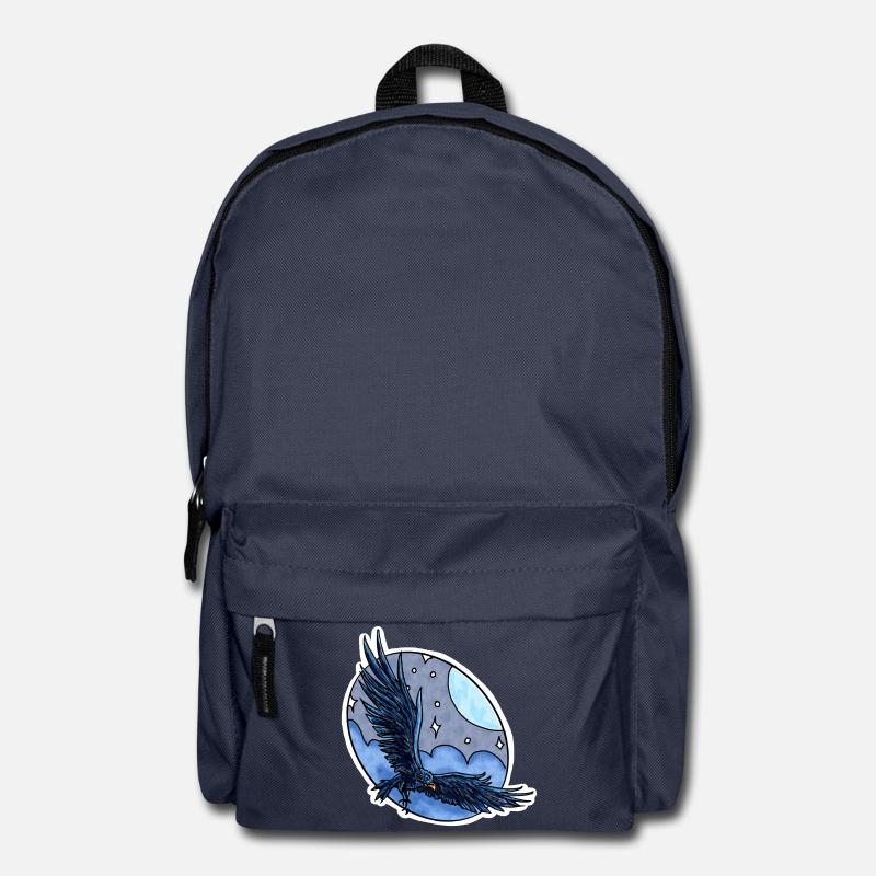 Rabe im Flug vor Nachthimmel - Rucksack - Navy