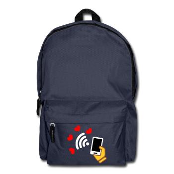 Smartphone in der Hand und Telefon mit süßen Herzen - Rucksack - Navy - Vorne