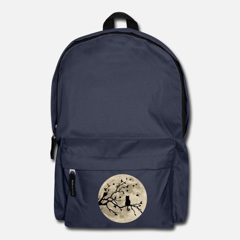 Cat on branch in the moonlight - Backpack - navy