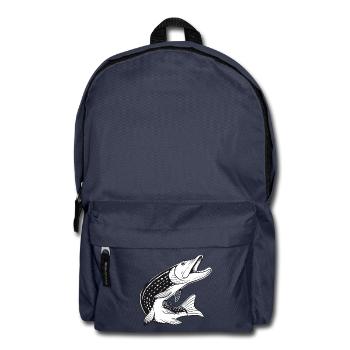 Hecht Fisch - Fischen - Angeln - Fischer - Rucksack - Navy - Vorne