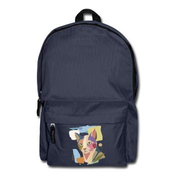 Abstrakte Katze im modernen Farbblock-Design - Rucksack - Navy - Vorne