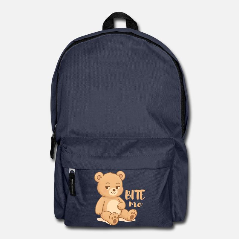 Frecher Teddy-Cutesy Design mit Attitüde - bite me - Rucksack - Navy