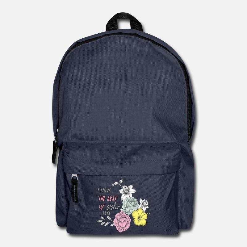 Beste Schwester Blüten Herz  - Rucksack - Navy