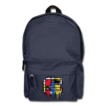 Mondrian Gitter mit Drips und Splattern - Rucksack - Navy - Vorne