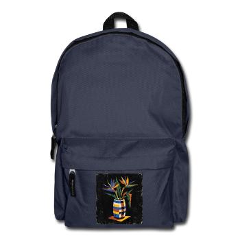 Bauhaus Vase mit Paradiesvogel - Rucksack - Navy - Vorne