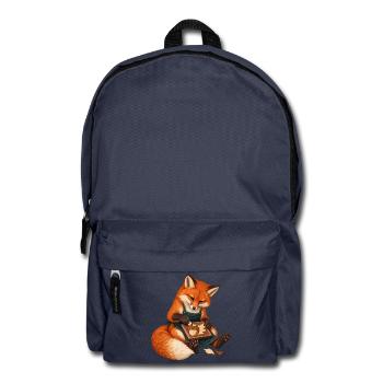 Fuchs legt eine Eichel-Intarsie - Rucksack - Navy - Vorne