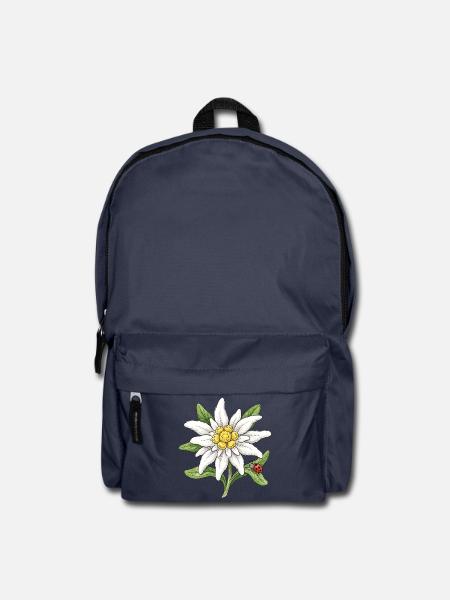 Weiße Blüte mit Marienkäfer - Rucksack - Navy