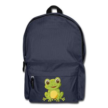 niedlich lächelnder Comic Frosch - Rucksack - Navy - Vorne