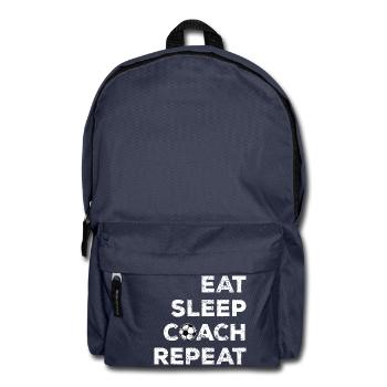 EAT SLEEP COACH REPEAT Fußball Trainer Geschenk - Rucksack - Navy - Vorne