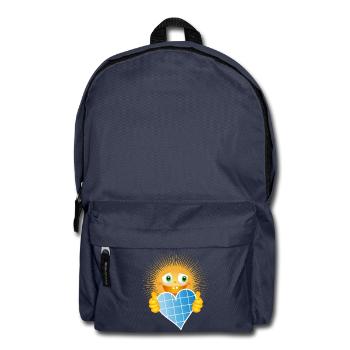 Radiant sun with a heart made of solar cells - Backpack - navy - Front