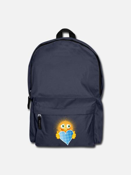 Strahlende Sonne mit Herz aus Solarzellen - Rucksack - Navy