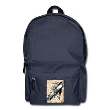 Botanische Illustration mit Vandal Übermalung - Rucksack - Navy - Vorne