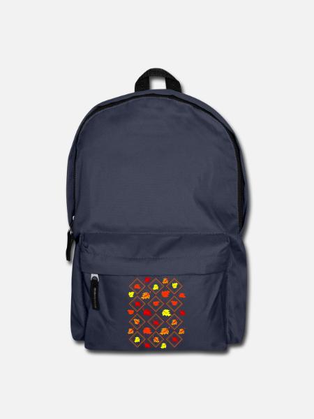 Herbstblatt-Rhomben - Rucksack - Navy