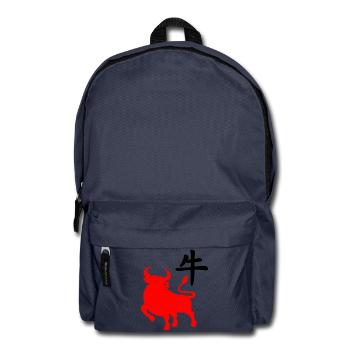 Chinese character red os with os image - Backpack - navy - Front