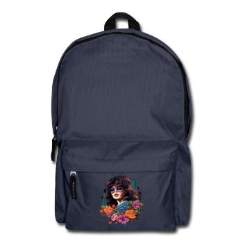 Elegant woman with flowers and sunglasses - Backpack - navy - Front