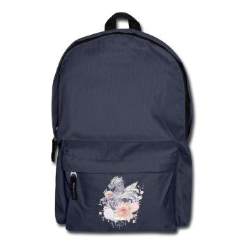 wunderschöner Drache im japanischen Stil & Blüten - Rucksack - Navy - Vorne