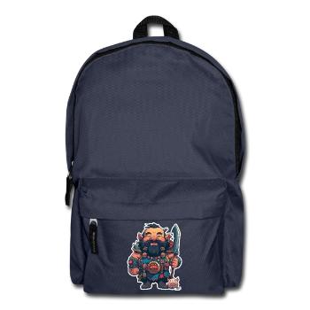 Cute Dwarf Warrior with Domestic Pig - Backpack - navy - Front