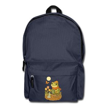 Spring Frog – Cozy Frog in the Garden - Backpack - navy - Front