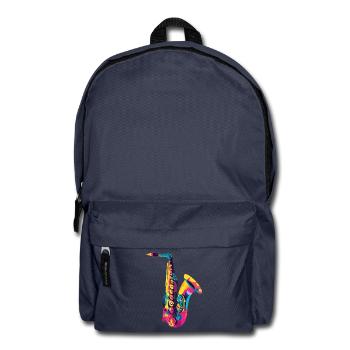Leuchtendes Saxophon Farbexplosion - Rucksack - Navy - Vorne