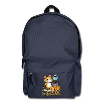 First I Drink The Coffee Funny Cat Mouse Coffee - Backpack - navy - Front