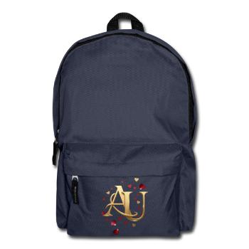 Goldenes AU Monogramm mit Herzen - Rucksack - Navy - Vorne