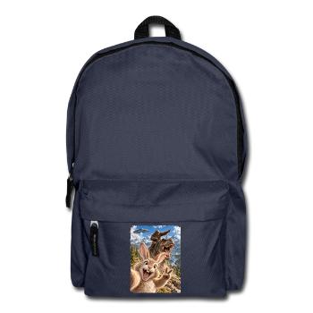 Osterhase Selfie mit Bigfoot, T-Rex, UFO - Rucksack - Navy - Vorne