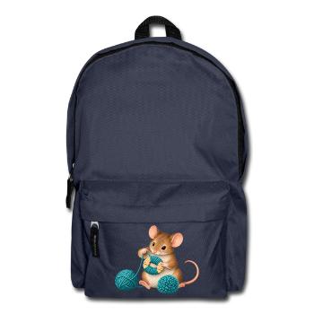 Maus wickelt einen Wollpompon - Rucksack - Navy - Vorne