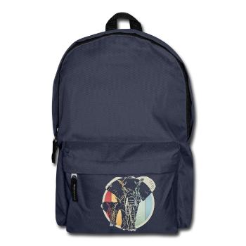 Éléphant rétro coloré - Sac à dos - bleu marine - Devant