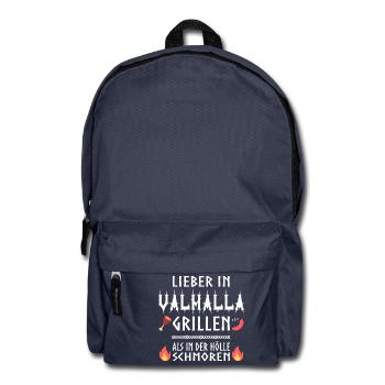 Lieber in Valhalla grillen! - Rucksack - Navy - Vorne