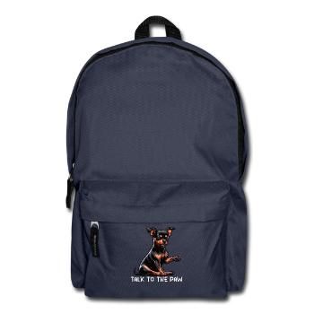 Parlez à la patte Pinscher miniature Pinscher Minpin - Sac à dos - bleu marine - Devant