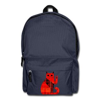 Red Cat Plaid Pattern Modern - Backpack - navy - Front