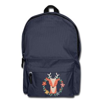 Zuckersüßer Hirsch mit Blumenranke - Rucksack - Navy - Vorne