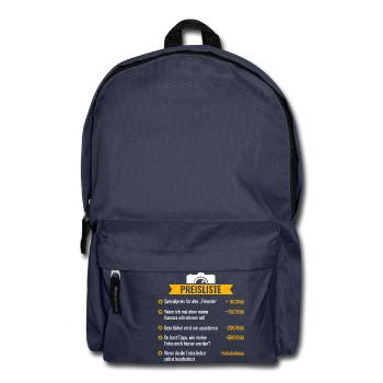 Fotografen Spezial-Preisliste - Rucksack - Navy - Vorne